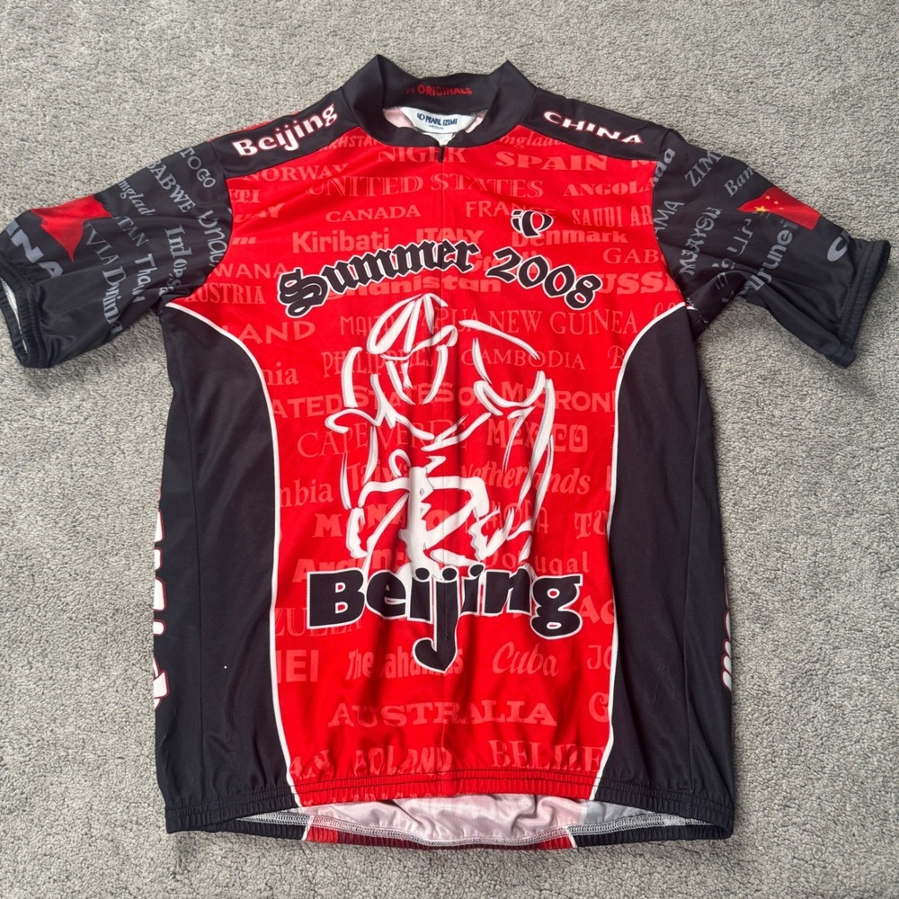 Pearl Izumi Men's Medium Cycling Jersey Beijing Summer Olympics 2008 Red